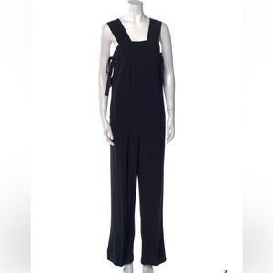 Helmut Lang Black Viscose Jumpsuit with Silk Ties in Black Small